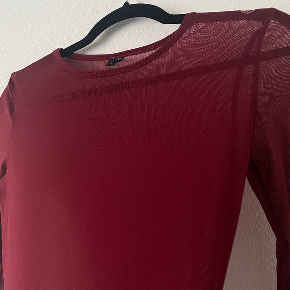 🛍 Y2K Red Micro-mesh Long Sleeve - Picture 1 of 8